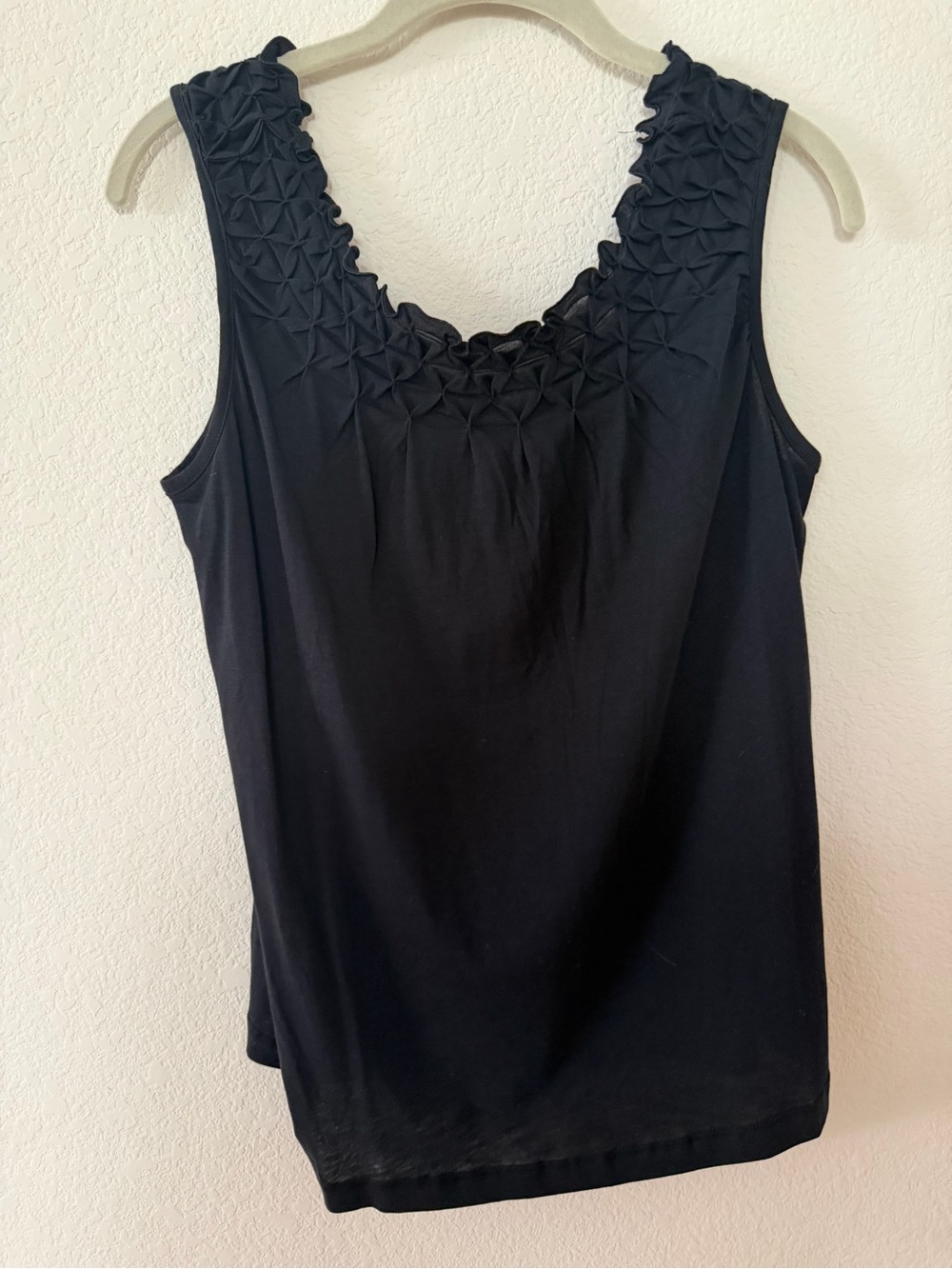 Women’s Black Sleeveless Top with Smocked Neckline